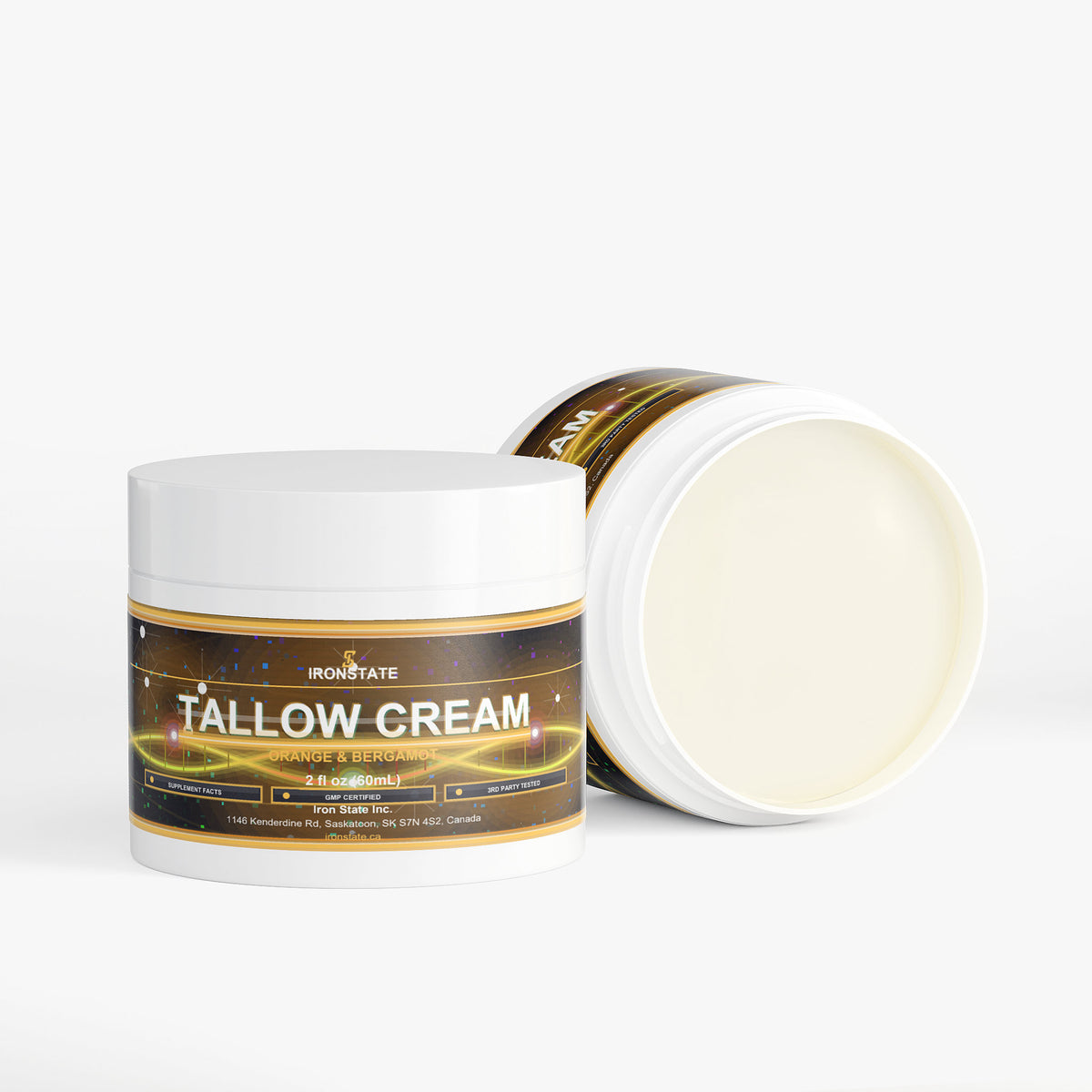 IRONSTATE Tallow Cream Orange & Bergamot - side view