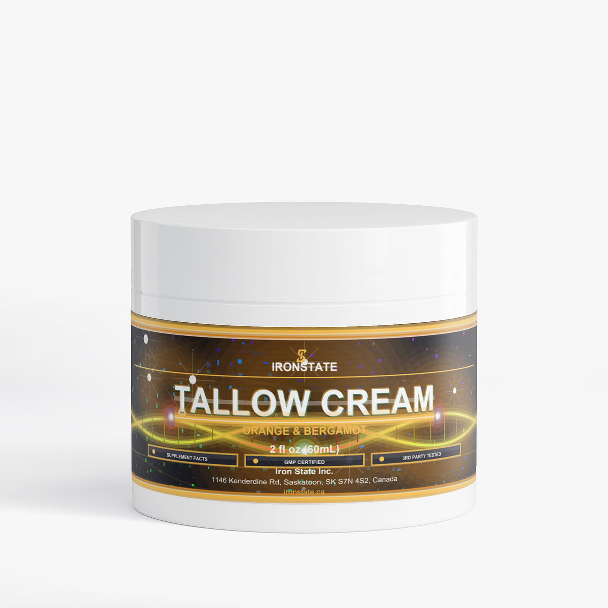 IRONSTATE Tallow Cream Orange & Bergamot - front view