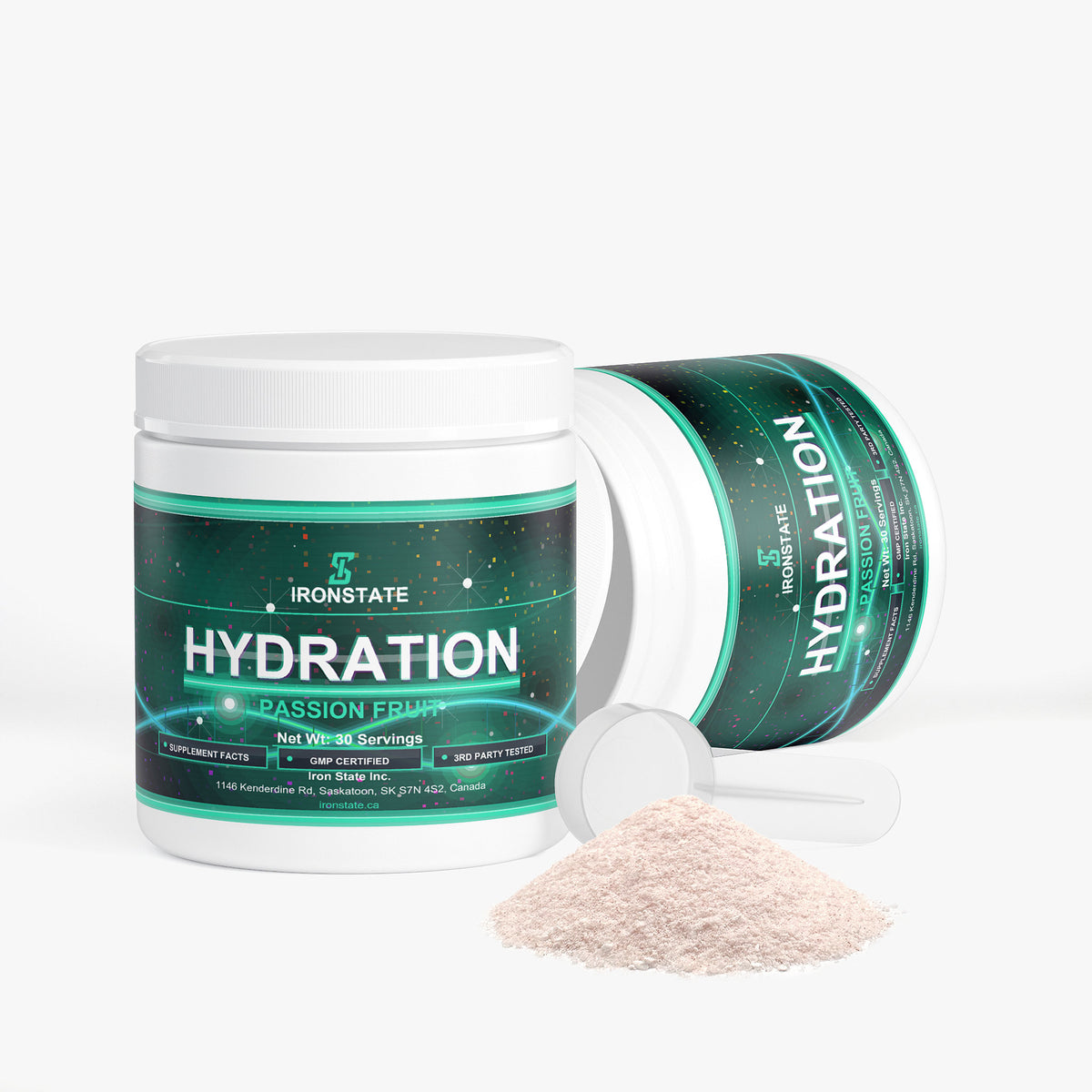 IRONSTATE Hydration Powder (Passion Fruit) - side view