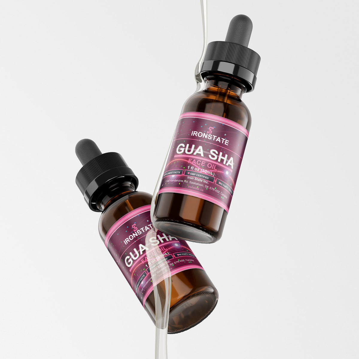 IRONSTATE Gua Sha Face Oil - logo close-up