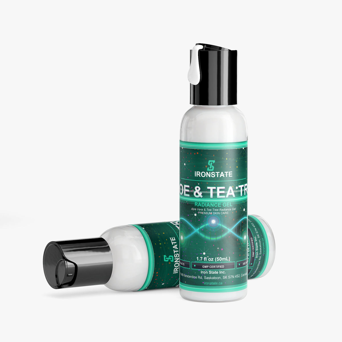 IRONSTATE Aloe & Tea Tree Radiance Gel - side view