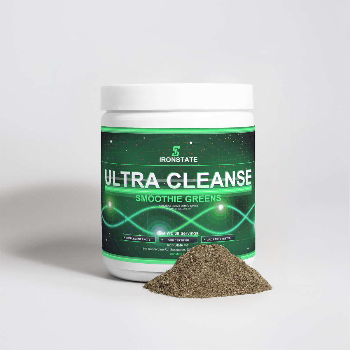 IRONSTATE Ultra Cleanse Smoothie Greens - side view