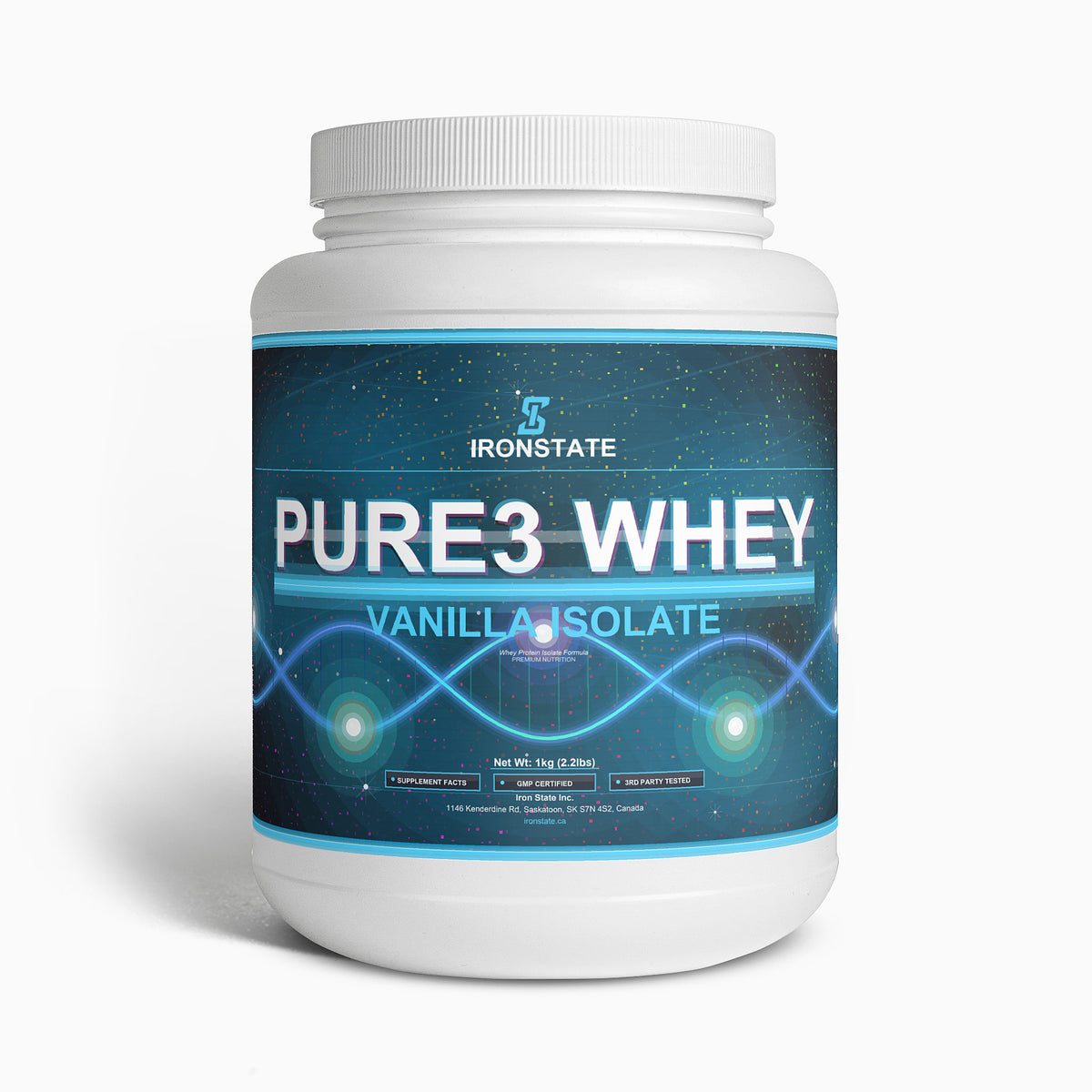 IRONSTATE Pure3 100% Whey Protein Isolate (Vanilla) - front view