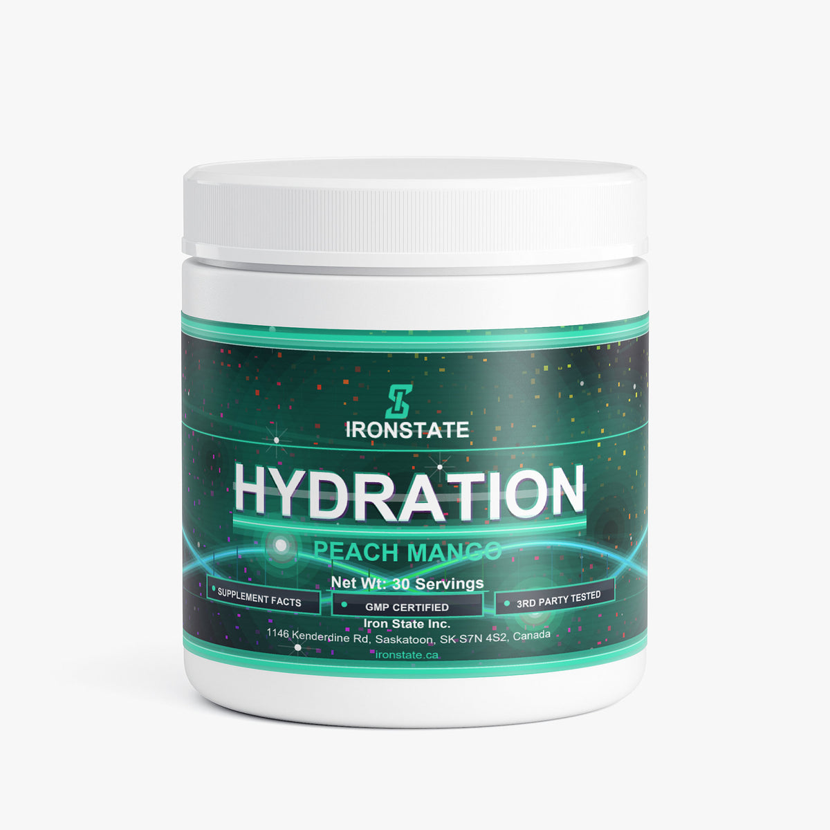 IRONSTATE Hydration Powder (Peach Mango) - front view
