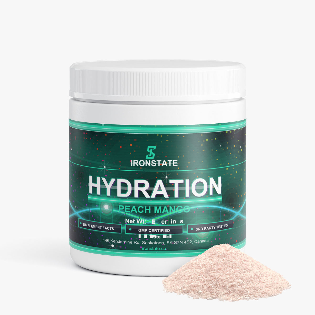 IRONSTATE Hydration Powder (Peach Mango) - back view