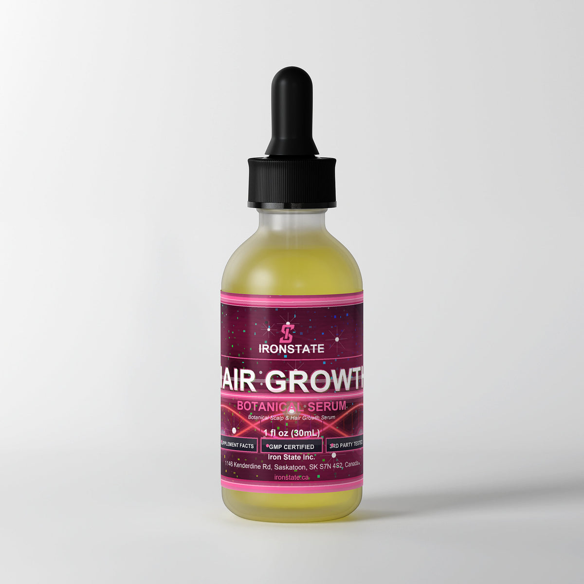 IRONSTATE Botanical Hair Growth Serum - side view