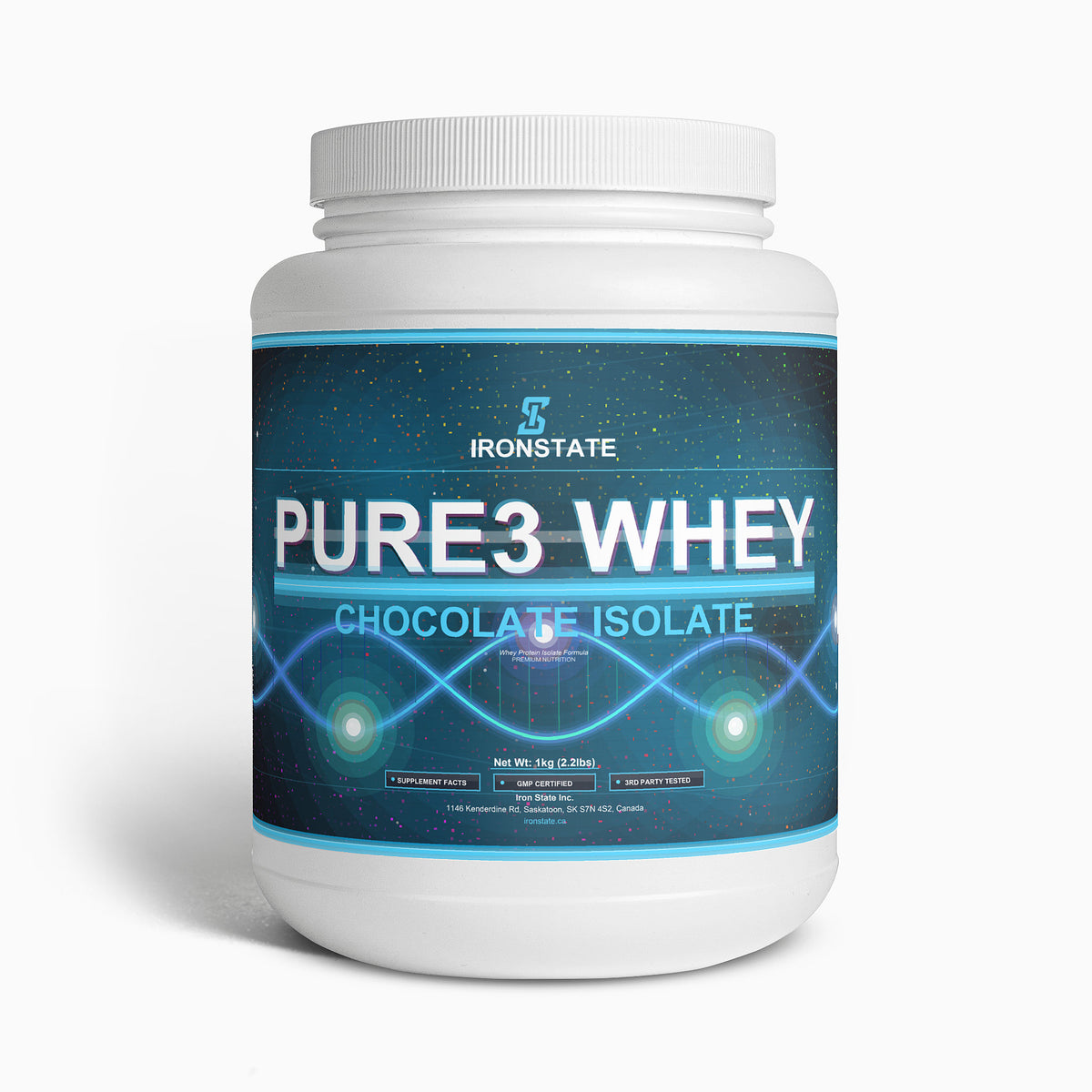 IRONSTATE Pure3 100% Whey Protein Isolate (Chocolate) - front view