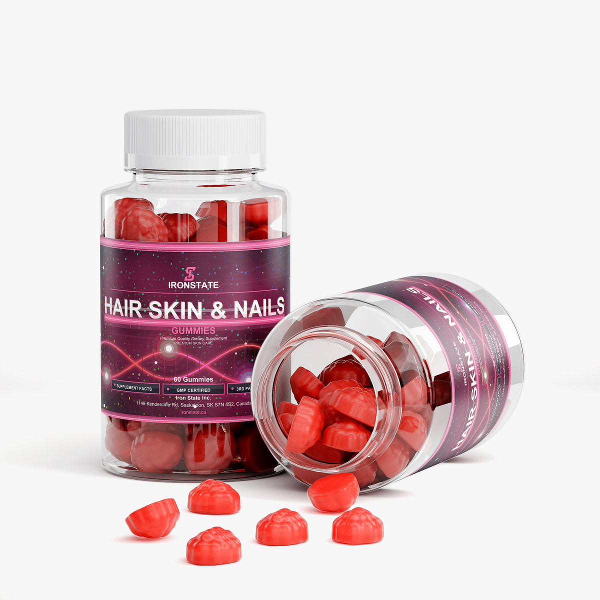 IRONSTATE Hair, Skin & Nails Gummies - side view