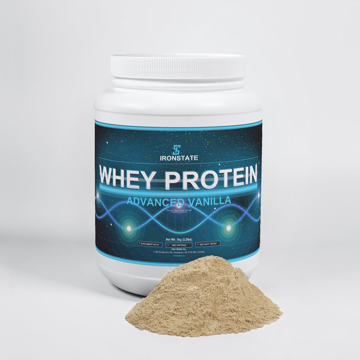 IRONSTATE Advanced 100% Whey Protein Isolate (Vanilla) - side view