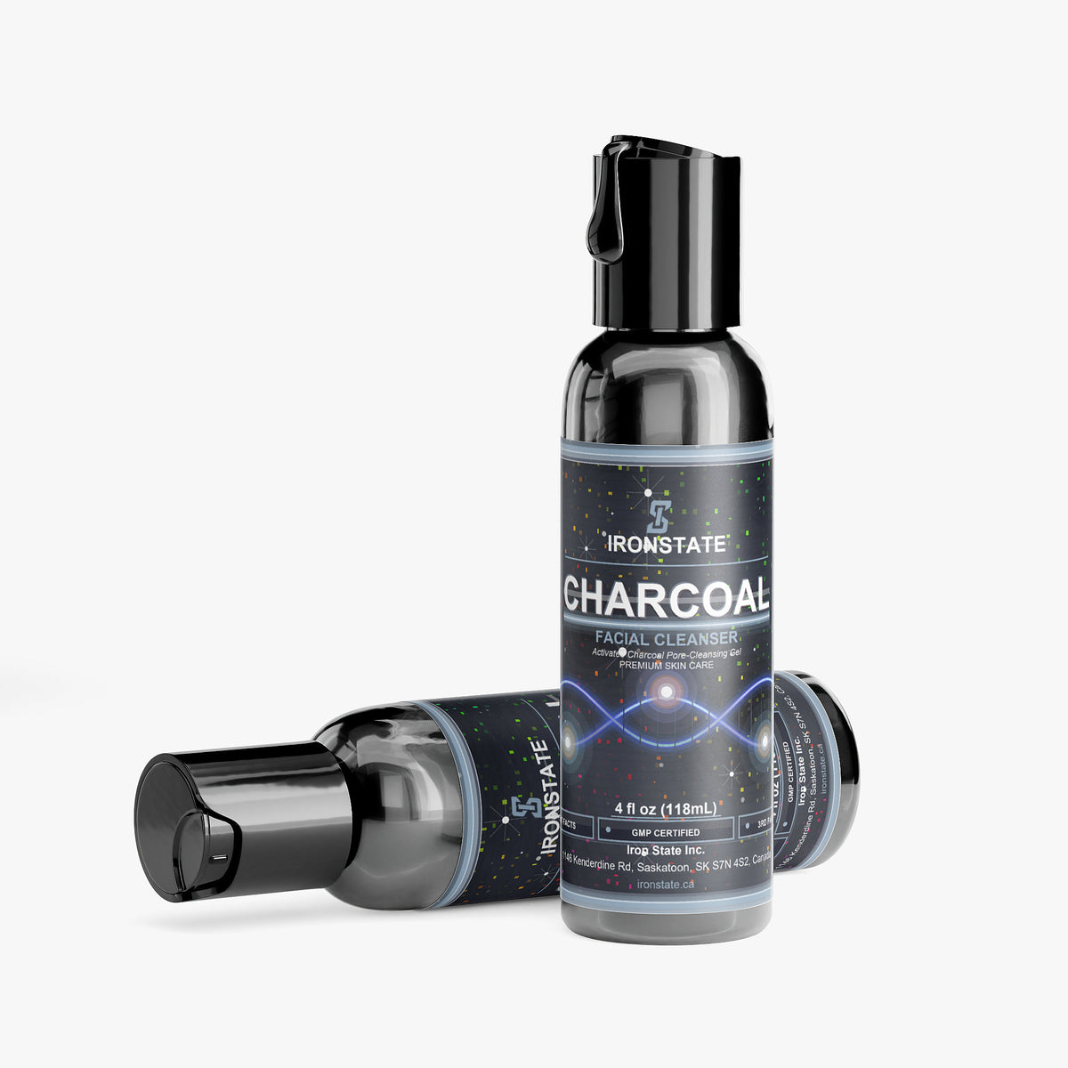 IRONSTATE Charcoal Facial Cleanser - side view