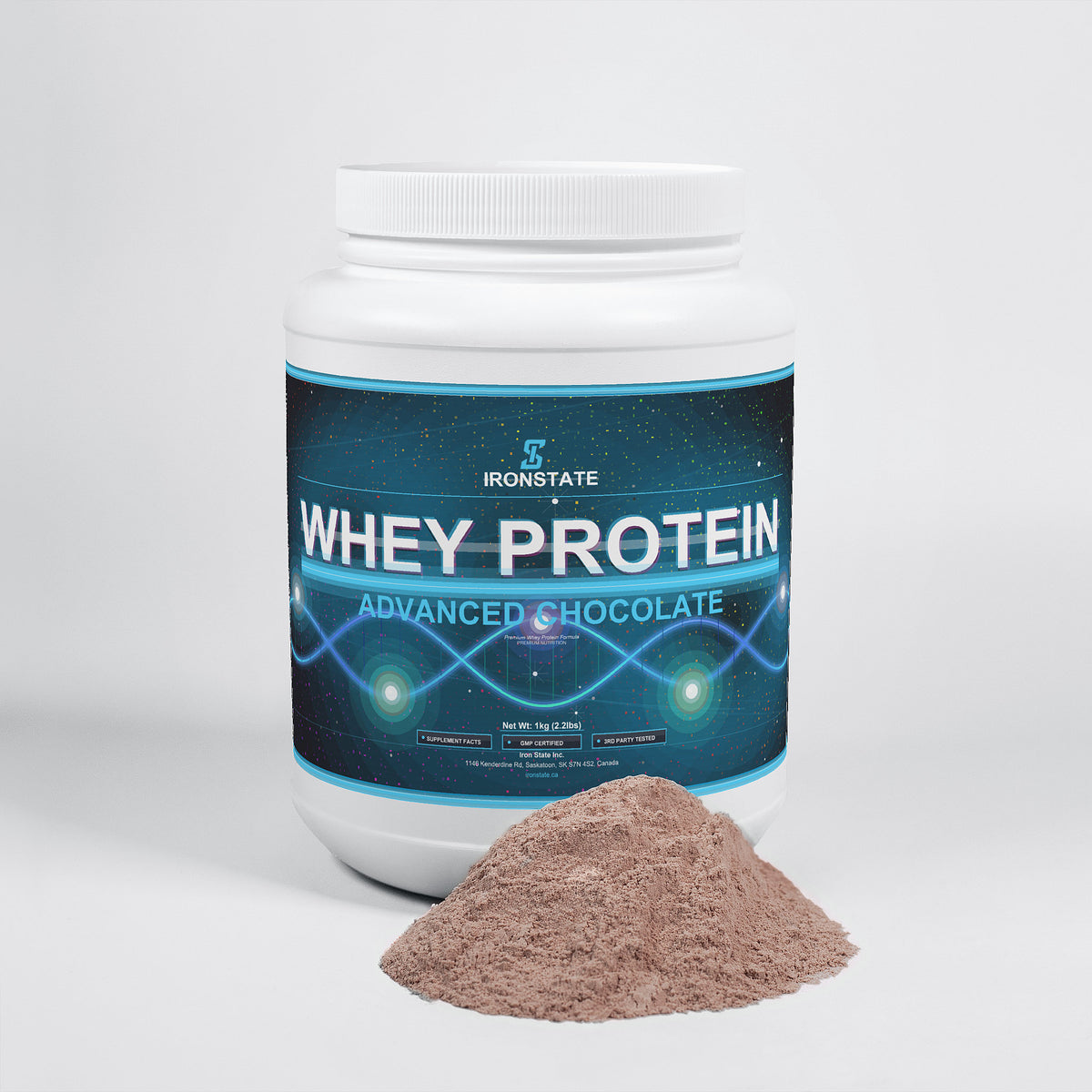 IRONSTATE Advanced 100% Whey Protein Isolate (Chocolate) - side view