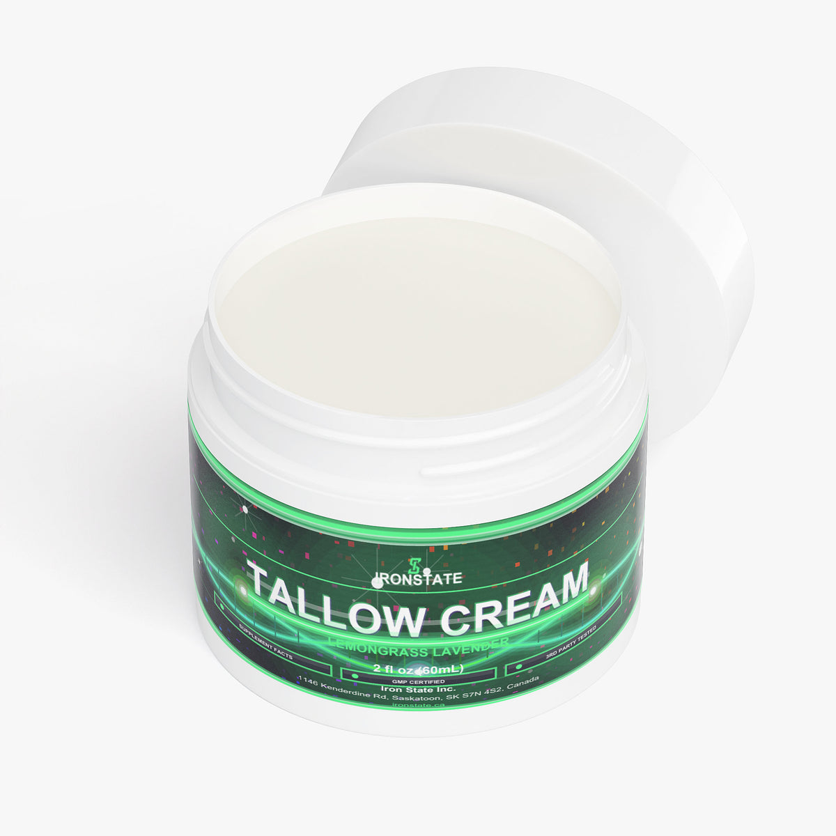 IRONSTATE Tallow Cream Lemongrass & Lavender - back view