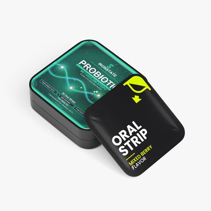 IRONSTATE Probiotic + Metabolism Strips - back view