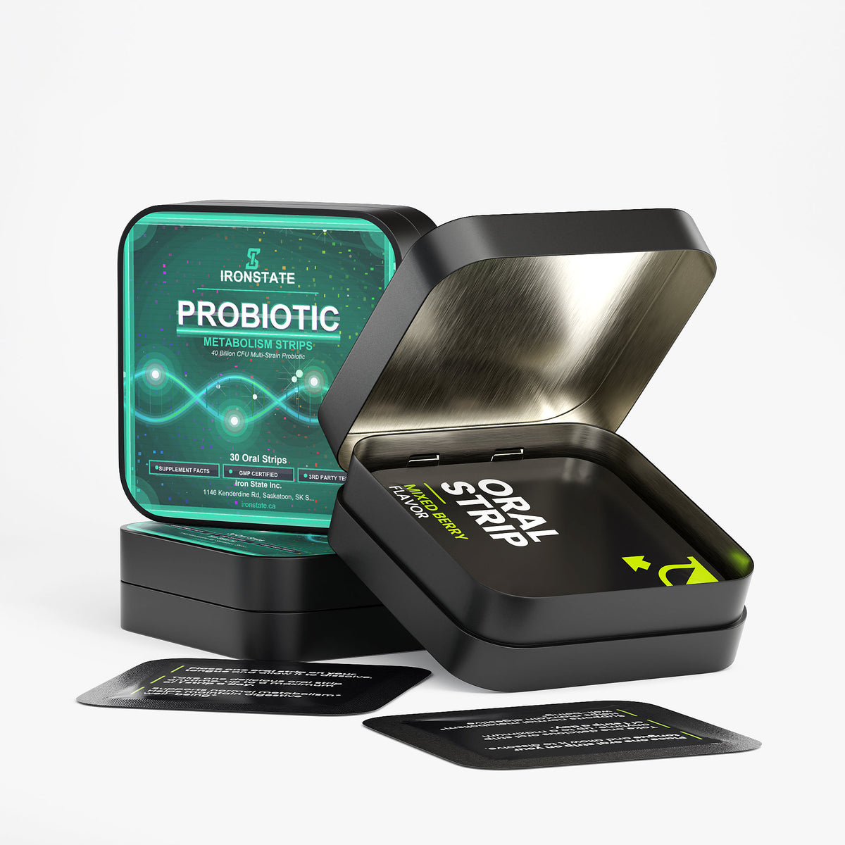 IRONSTATE Probiotic + Metabolism Strips - side view