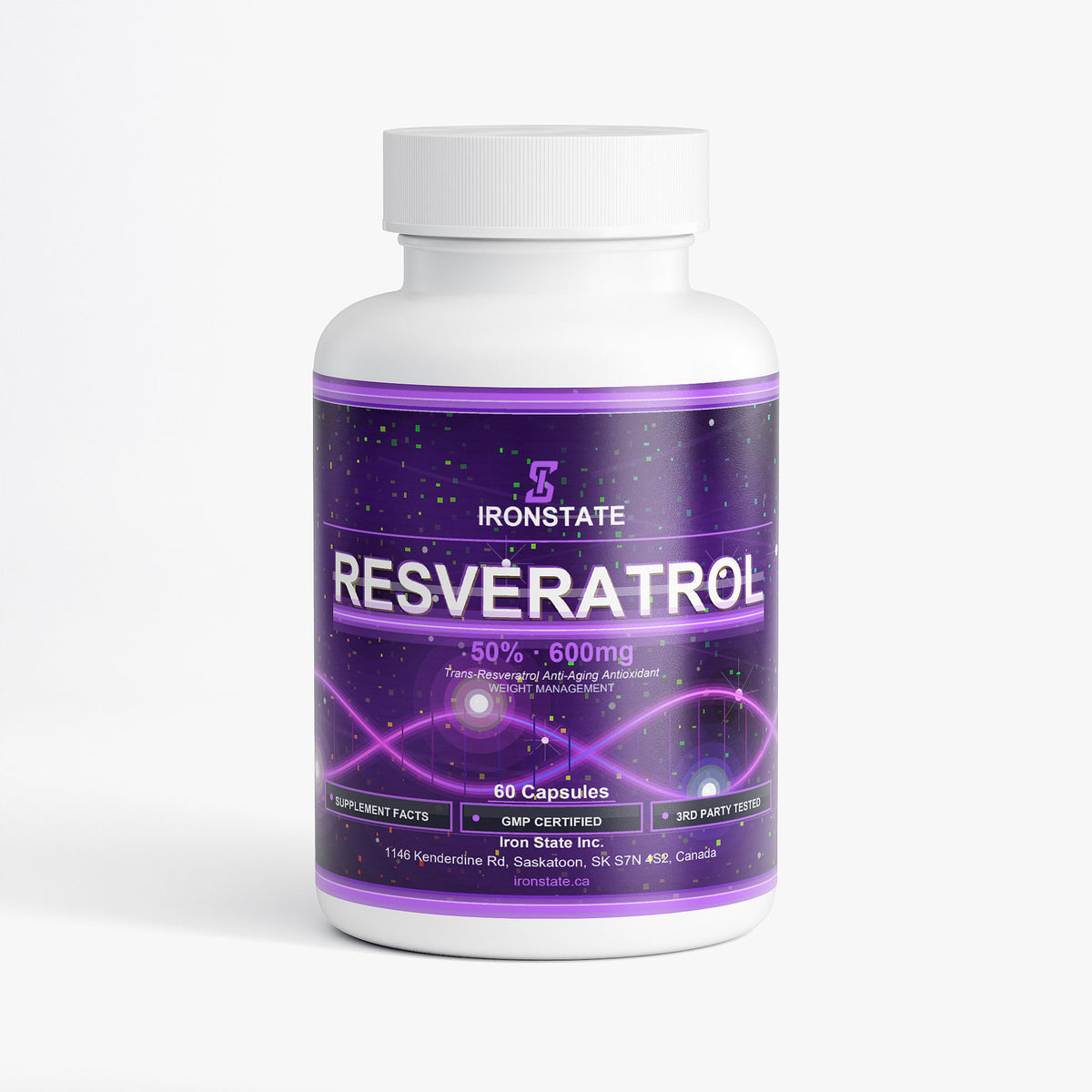 IRONSTATE Resveratrol 50% 600mg - front view