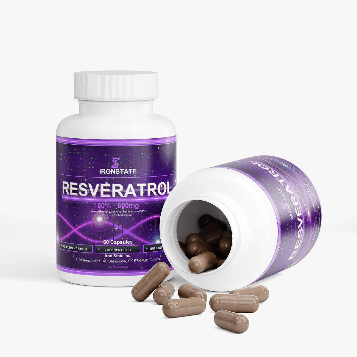 IRONSTATE Resveratrol 50% 600mg - side view