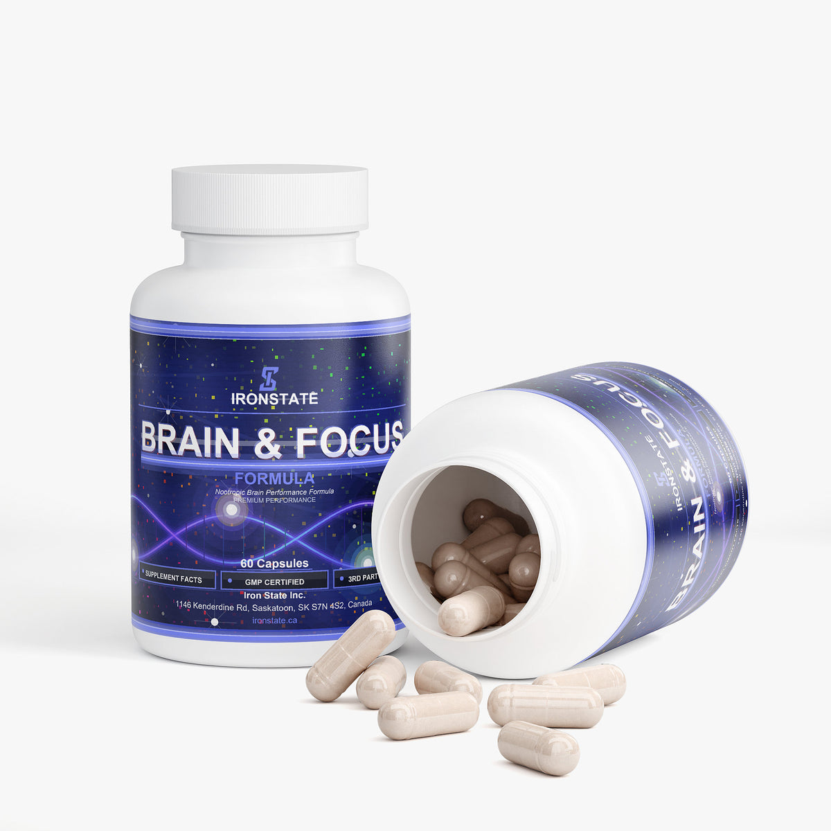 IRONSTATE Brain & Focus Formula - side view