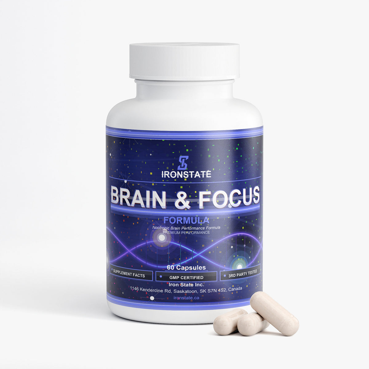 IRONSTATE Brain & Focus Formula - back view