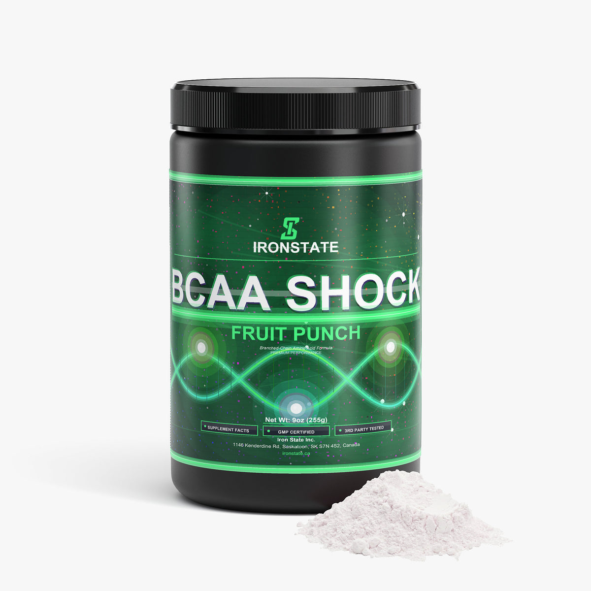 IRONSTATE BCAA Shock Powder (Fruit Punch) - back view
