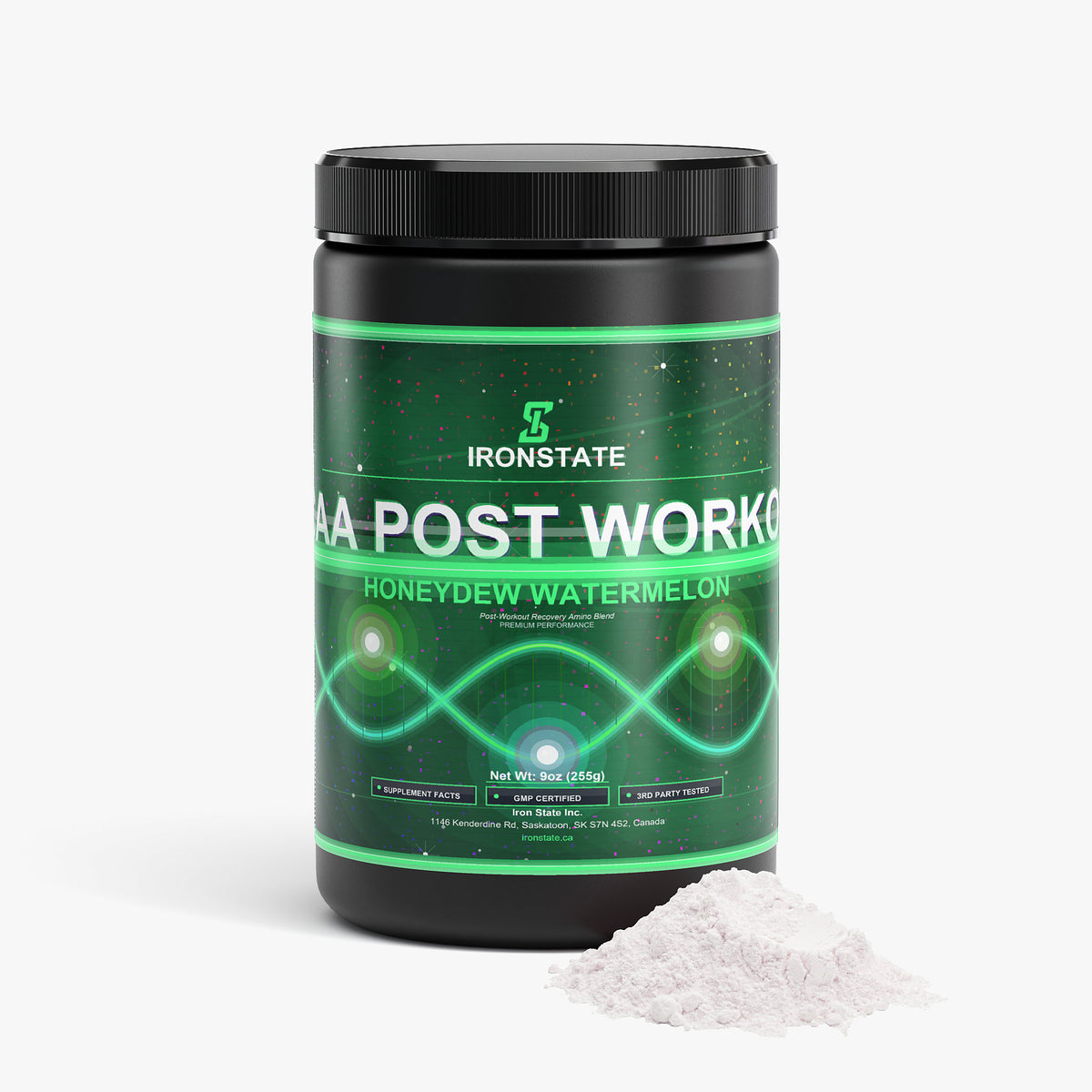 IRONSTATE BCAA Post Workout Powder (Honeydew/Watermelon) - back view
