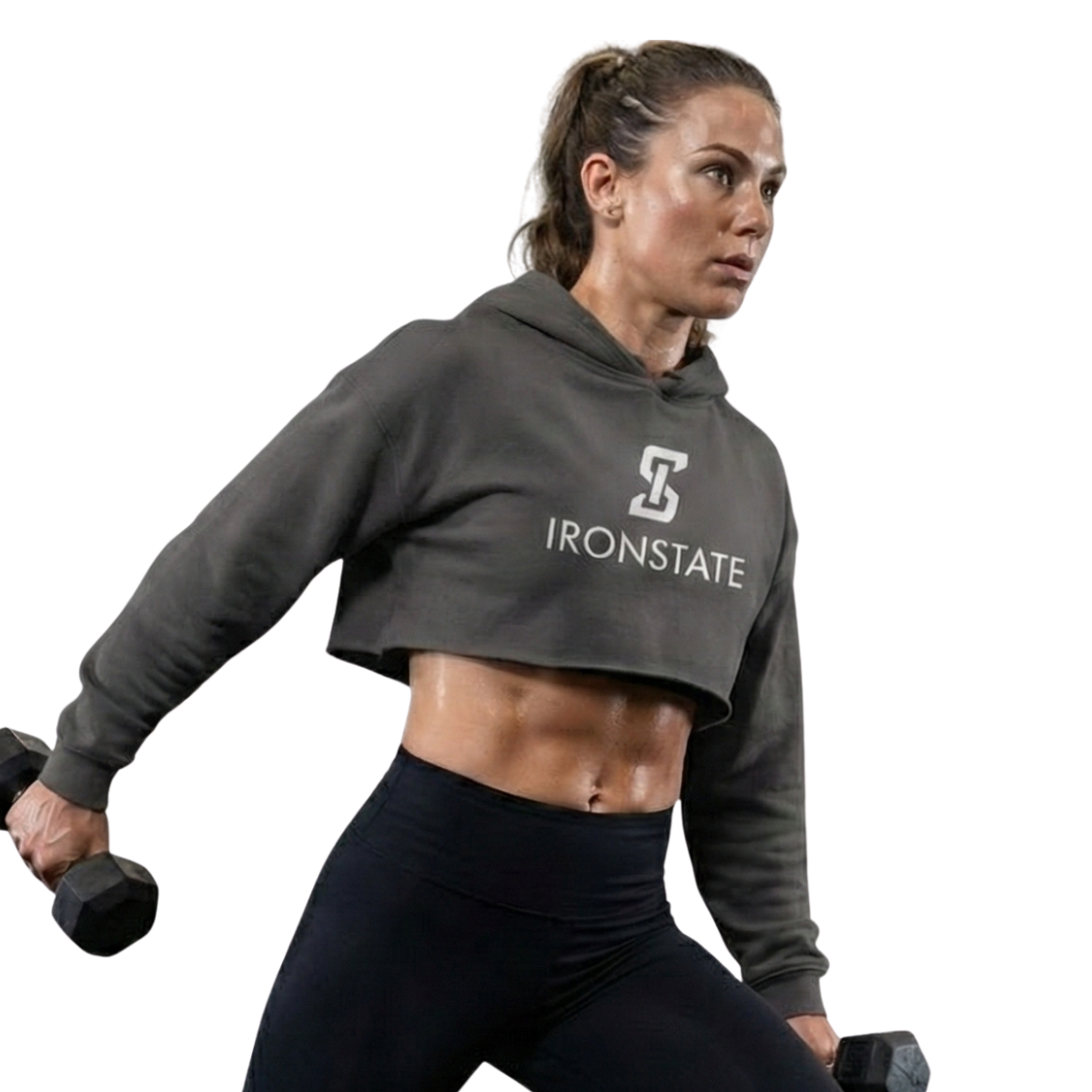 IRONSTATE Women's Crop Hoodie GREY