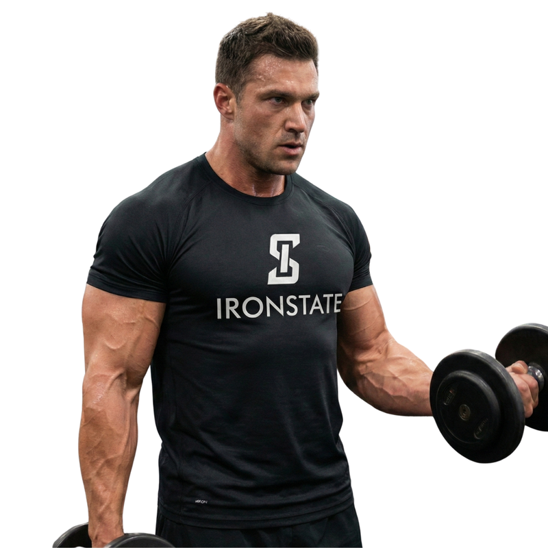IRONSTATE Men's Short Sleeve T-shirt BLACK - back view
