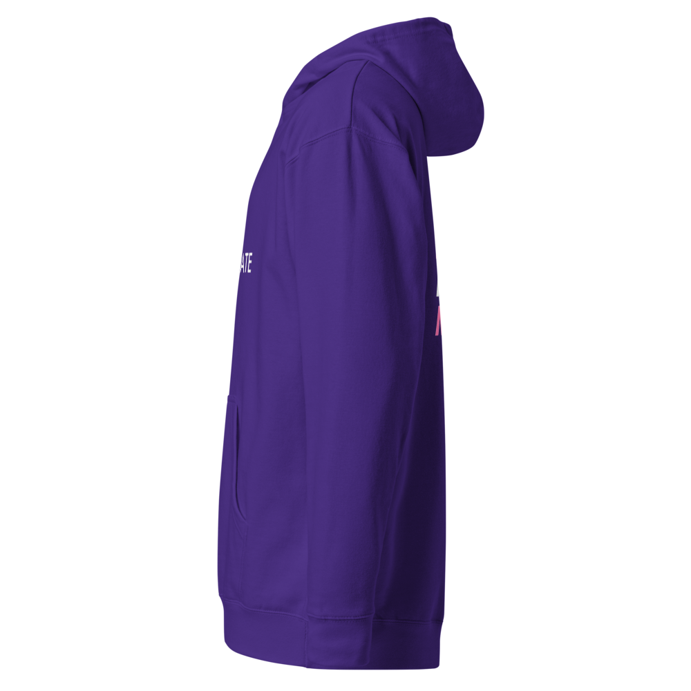 Ironstate Women's Purple Midweight Hoodie White Logo No Sweat,Beauty,Squat,Booty - side view
