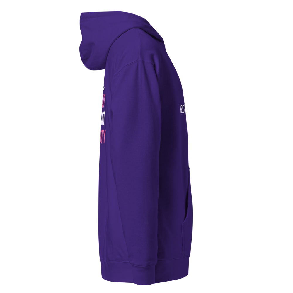 Ironstate Women's Purple Midweight Hoodie White Logo No Sweat,Beauty,Squat,Booty - detail view
